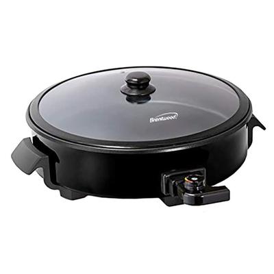 Brentwood 12 inch Round Non-Stick Electric Skillet with Lid in Black