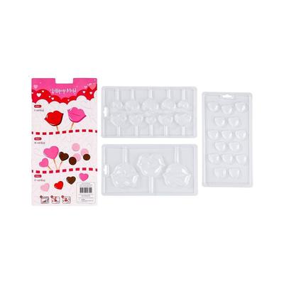 3-Pack Hearts and Kisses Molds Chocolate Lollipop Candy Molds for Girls Kids