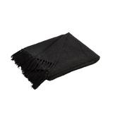 Lyon Fabric Throw with Textured Waffle Weave Design The Urban Port, Set of 2, Black