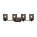 Justice Design Wire Mesh Era 4-light Dark Bronze Bath Bar, Square - Flat Rim Shade