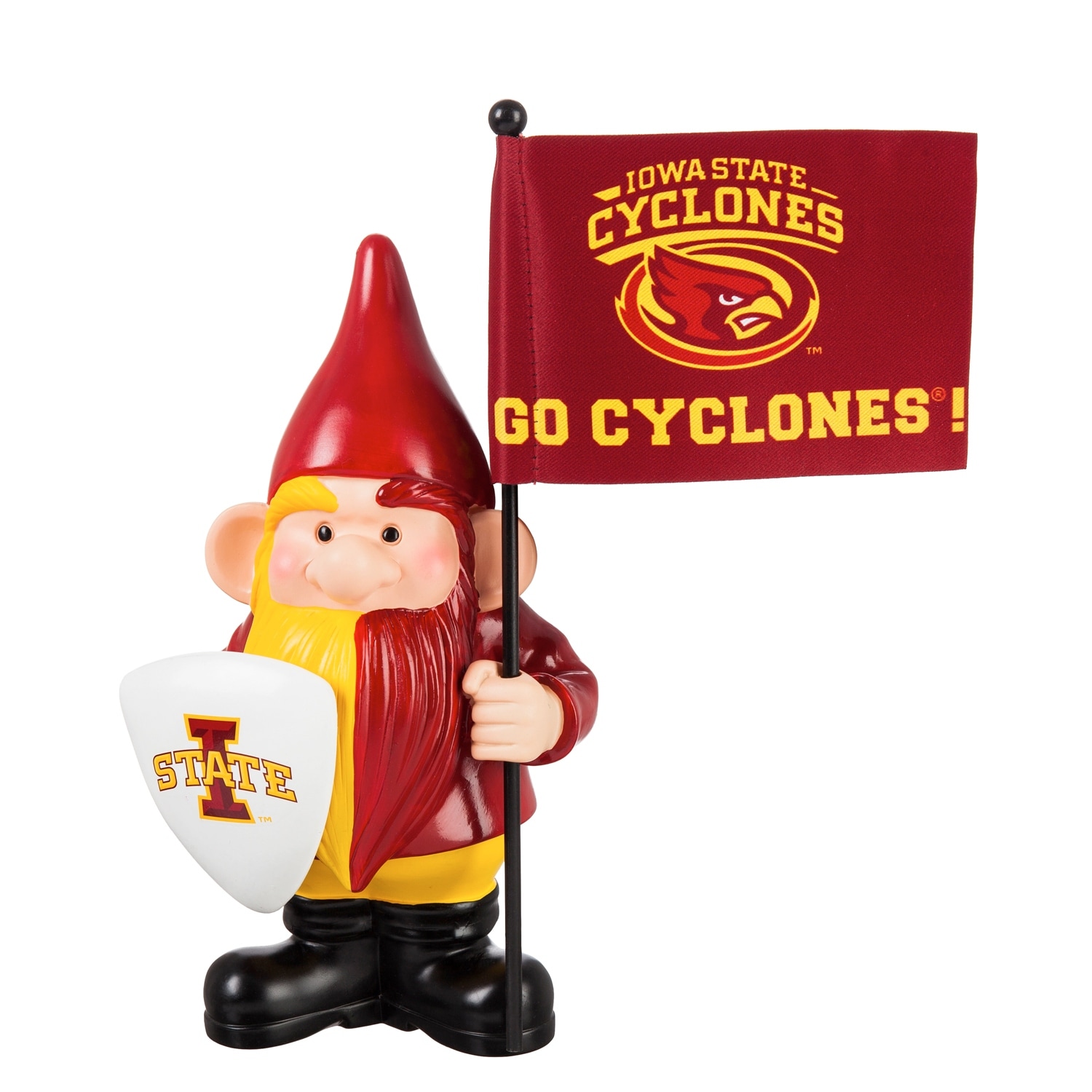 10 in. x 6 in. Iowa State University NCAA Garden Gnome with Team Flag - 10"