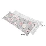 Grey Watercolor Floral Body Pillow Case (Pillow Not Included) - Blush Pink Gray Shabby Chic Rose Flower Polka Dot Farmhouse