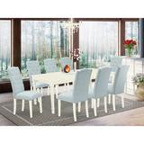 East West Furniture Dining Table Set- a Rectangle Dining Table and Linen Fabric Parsons Chairs, Pieces & Finish Option)