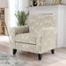 Hopella Transitional Ivory Microfiber Diamond Pattern Armchair by Furniture of America