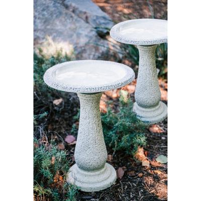 XBrand Set of 2 Birdbaths w/Round Pedestal & Base, 23.6 Inch Tall, Yellow