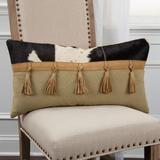 Rizzy Home Brown Half Solid With Tassels 14"X 26" Throw Pillow