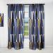 Designart 'Retro Luxury Waves In Gold And Blue IV' Mid-Century Modern Blackout Curtain Single Panel