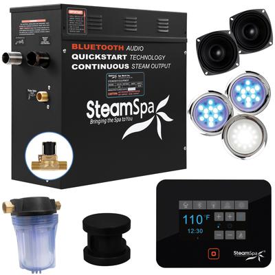 SteamSpa Black Series Bluetooth 9kW QuickStart Steam Bath Generator in Matte Black