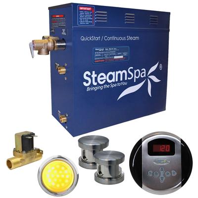 SteamSpa Indulgence 12 KW QuickStart Steam Bath Generator Package with Built-in Auto Drain in Brushed Nickel