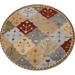 Floral Oriental Office Area Rug Wool Hand-tufted Traditional Carpet - 8'0" x 8'0" Round