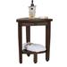 Compact Teak Corner Shower & Shaving Bench With Shelf- DecoTeak Oasis in Signature WoodLand Brown Finish