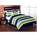 Sweet Jojo Designs Navy and Lime Stripe Collection 4pc Twin Bedding Set