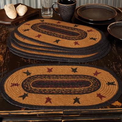 Heritage Farms Star Jute Placemat Set of 6 12x18 - Placemat 12x18