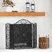 Black Metal Foldable 3 Panel Scroll Fireplace Screen with Mesh Netting