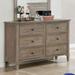 Lanister Transitional Warm Grey 48-inch Wide 6-Drawer Solid Wood Dresser by Furniture of America