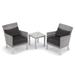 Oxford Garden Argento 3-piece Resin Wicker Club Chair, Pillows & Travira Lite-Core Ash End Table Set - Jet Black Cushions