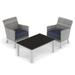 Oxford Garden Argento 3-piece Resin Wicker Club Chair & Travira Coffee Lite-Core Table Set - Midnight Blue Cushions