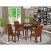 East West Furniture Dining Room Table Set- a Kitchen Table and Brown Faux Leather Parson Chairs, Mahogany (Pieces Option)