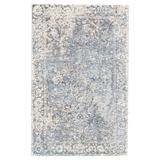 Michener Distressed Ornamental Wool Rug, Parisian Blue/Ivory