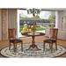 East West Furniture 3 Piece Dining Room Table Set- a Round Dining Table and 2 Kitchen Chairs, 42x42 Inch, Mahogany (Sat Options)