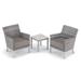 Oxford Garden Argento 3-piece Resin Wicker Club Chair & Travira Lite-Core Ash End Table Set - Stone Cushions