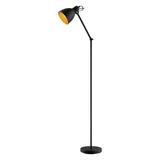 Eglo Priddy 2 Black 1-Light Floor Lamp with Black Exterior, Gold Interior