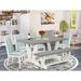 East West Furniture Dining Table Set- a Dining Table and Baby Blue Linen Fabric Parson Chairs, Off-White(Pieces Options)