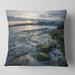 Designart 'White Waves Hitting Rocky Seashore' Seashore Throw Pillow