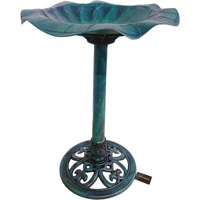 Lightweight BirdBath Decoration Lily Leaf Pedestal Accent Antique Bird Bath