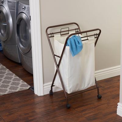 Household Essentials Rolling Laundry Hamper with Velcro Fasteners