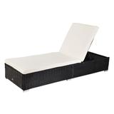 Outdoor Wicker Single Chaise Lounge with Cushion