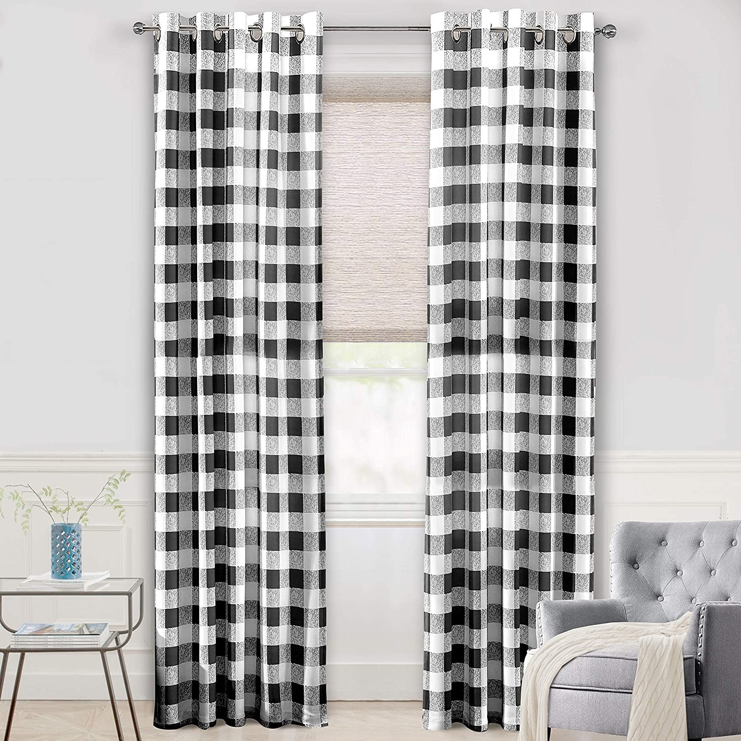 Porch & Den Alfalfa Plaid Pattern Room-darkening Window Curtains