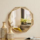 Glitzhome 28"D Deluxe Golden Octagonal Metal Glass Wall Mirror Drawing Room Bathroom Mirror Decor - 28"