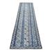 Shahbanu Rugs Gray Super Kazak With Shawl Design Organic Wool Hand Knotted Runner Rug (2'7" x 9'8") - 2'7" x 9'8"