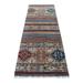 Shahbanu Rugs Taupe Super Kazak In A Colorful Palette Khorjin Design Pure Wool Hand Knotted Oriental Runner Rug (2'9" x 8'0")