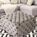 Adeco Grey Square Tufted Fabric Bench Footstool