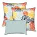 Sunshine Blossums Indoor/Outdoor Pillow, Set of 2 Large & 1 Lumbar Pillow, Seafoam, Orange, Yellow