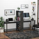 HOMCOM 88” Extra Long 2-Person Computer Desk w/ Bookshelf Combo Double Workstation Storage Unit Home Office