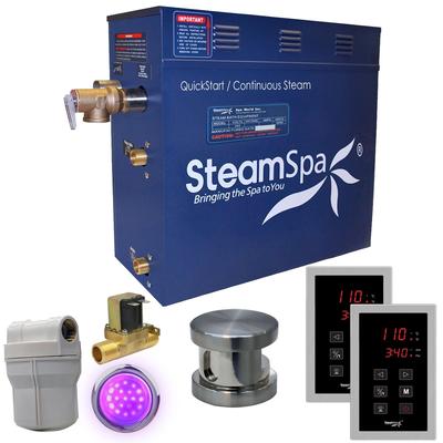 SteamSpa Royal 9 KW QuickStart Steam Bath Generator Package with Built-in Auto Drain in Brushed Nickel
