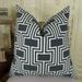 Thomas Collection Black White Geometric Trellis Luxury Throw Pillow, Handmade in USA