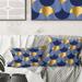 Designart 'Retro Luxury Waves in Gold and Blue VIII' Mid-Century Modern Throw Pillow