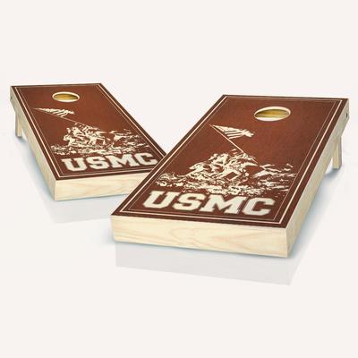 Marines USMC Rosewood Outdoor Cornhole Board Game Set