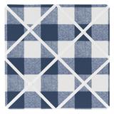 Navy Buffalo Plaid Check 13-inch Fabric Memory Photo Bulletin Board - Blue White Woodland Rustic Country Farmhouse Lumberjack