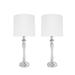 Aspen Creative Two Pack Set - 30-1/2" High Metal Table Lamp, Chrome Finish and Drum Shaped Lamp Shade in White, 12" Wide