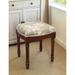 Taupe Magnolia Vanity Stool with wood stained finish