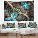 Designart 'Light Blue Fractal Flower' Floral Wall Tapestry
