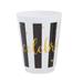 16x Plastic 16 oz Party Cups Celebrate Reusable Tumblers for Birthday Baby Shower Graduation Wedding Parties, Black and White
