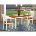 East West Furniture Dining Table Set Contains a Rectangle Dining Room Table with Butterfly Leaf and 2 Wood Seat Chairs