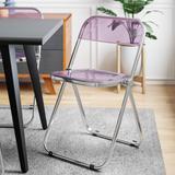 LeisureMod Lawrence Acrylic Folding Chair With Metal Frame, Set of 4 - 30"