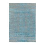 Shahbanu Rugs Blue Jacquard Hand Loomed Modern Organic Wool And Art Silk Oriental Rug (6'0" x 9'0") - 6'0" x 9'0"